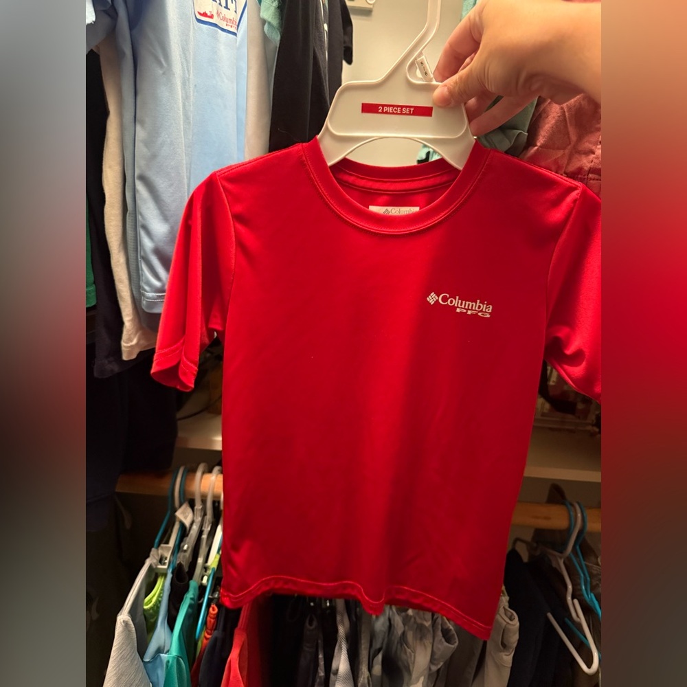 Columbia Bright Red Activewear Shirt